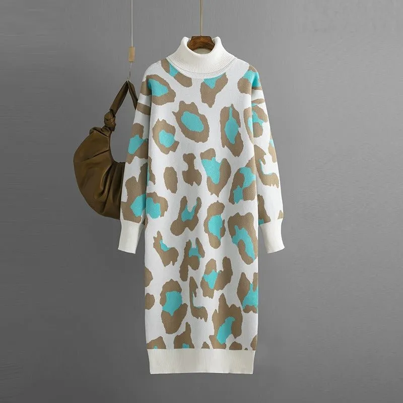 Pre Order:  Leopard Jacquard Sweater Dress