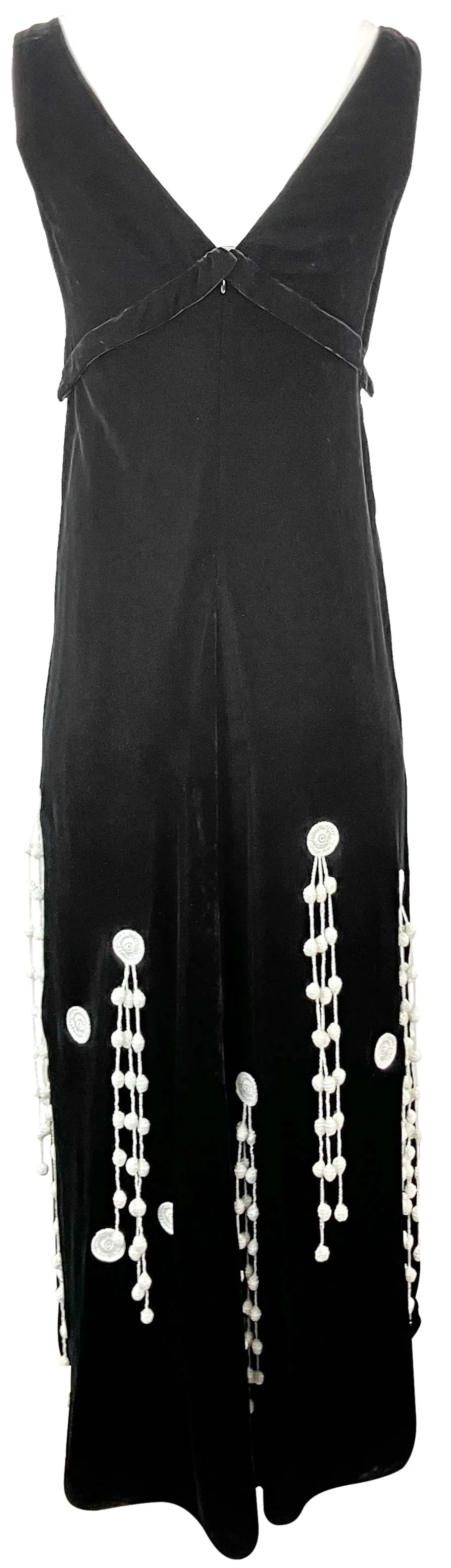 Proenza Schouler Appliquéd Fringe Velvet Dress in Black/White