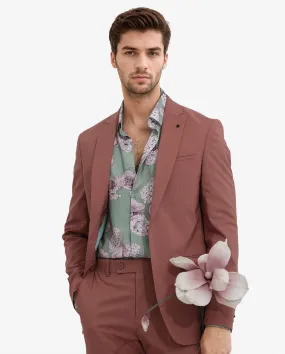 Rare Rabbit Men's Oscar Pastel Pink Polyester Viscose Fabric Notch Lapel Button Closure Single Breasted Suits