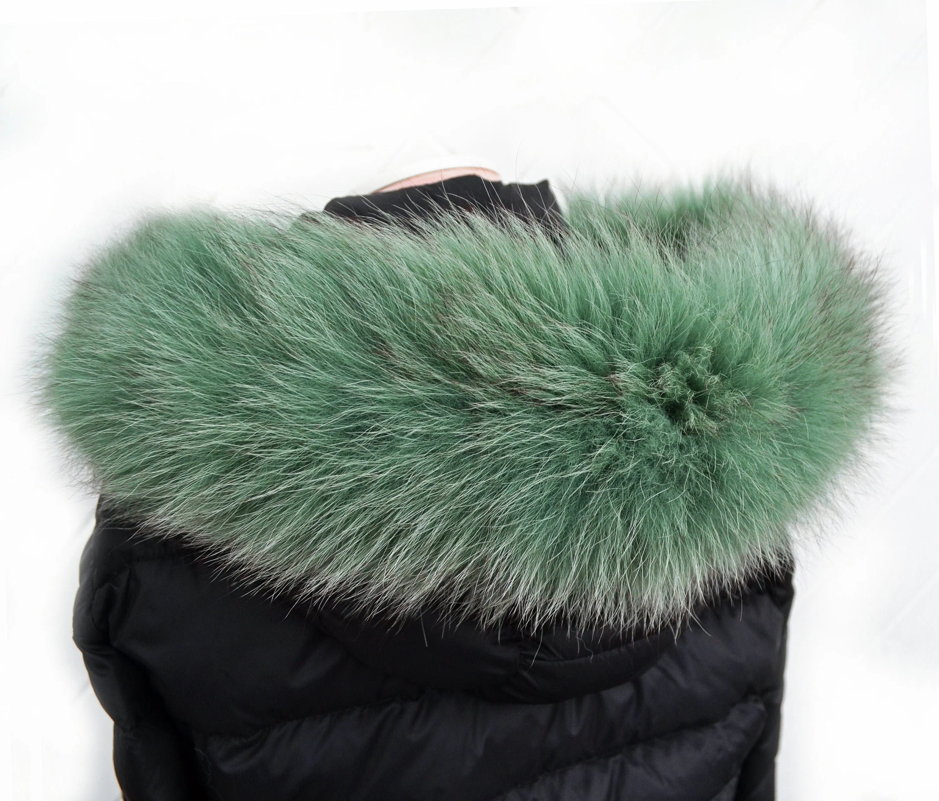 READY to SHIP Double Real Fox Fur (Tail) Trim Hood, Fox Fur Collar, Fur collar trim,  Fur Scarf, Fur Ruff, Fox Fur Hood, Hood Fur, stripe