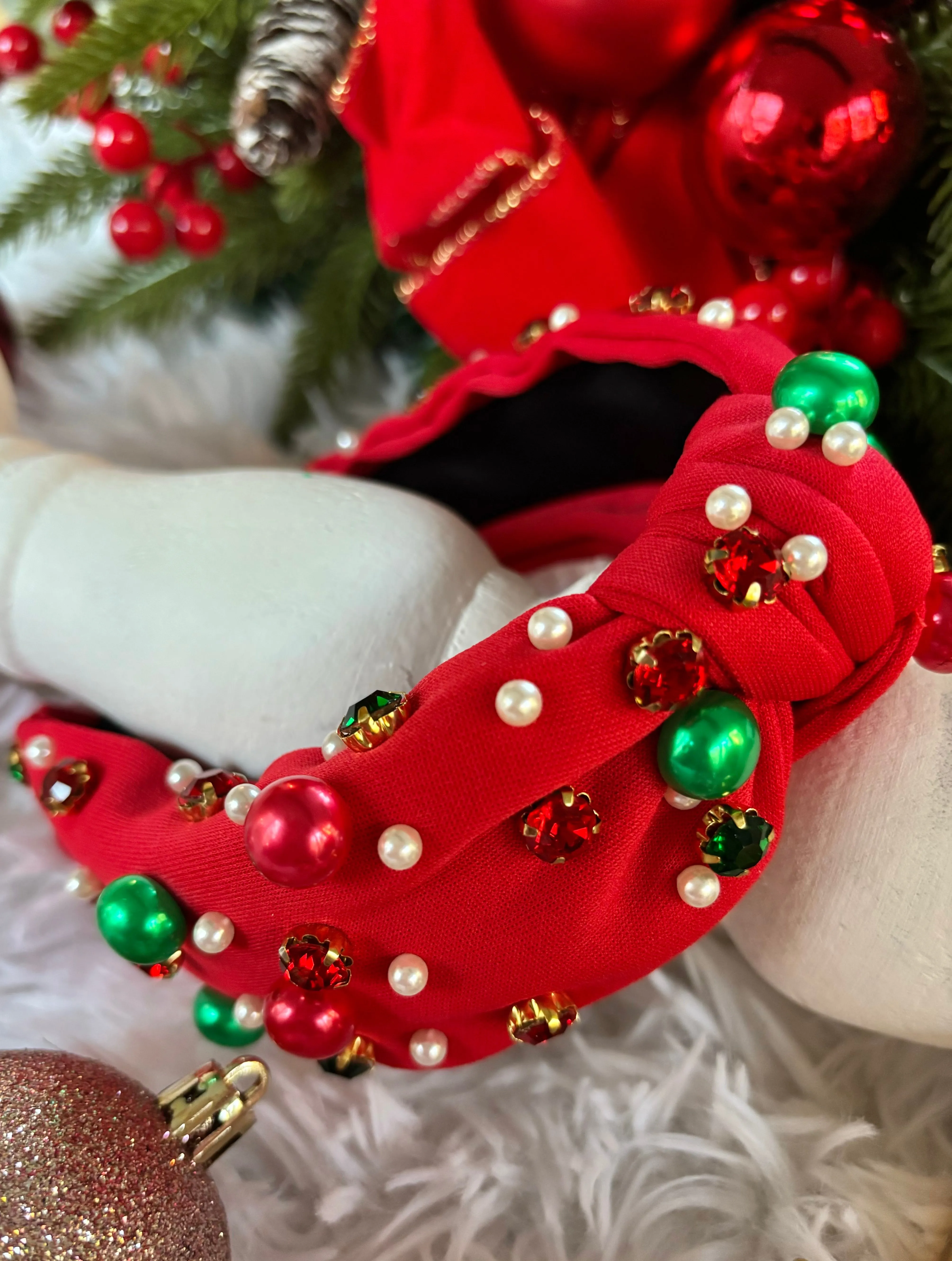 Red Bedazzled Topknot Headband