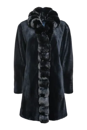 Reversible Sheared Mink and Chinchilla Fitted Mid-Length Fur Coat