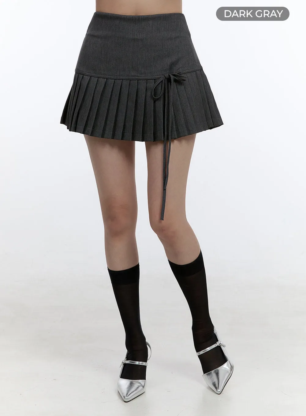 Ribbon Pleated Trim Mini Skirt OO407