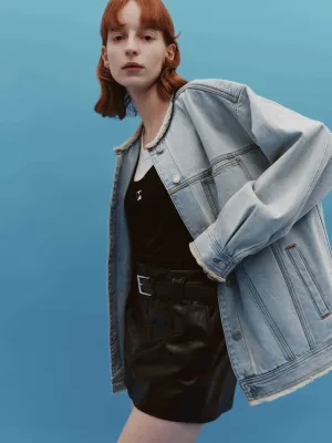 Round Neck Denim Jacket