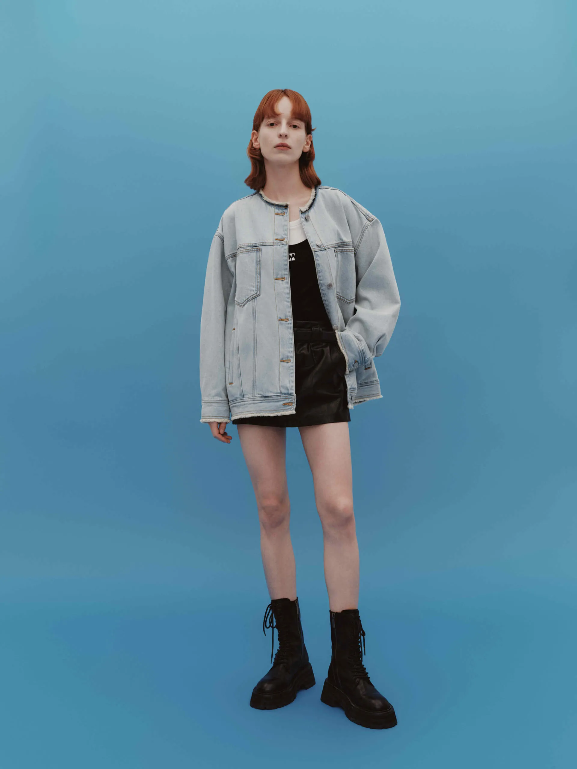 Round Neck Denim Jacket