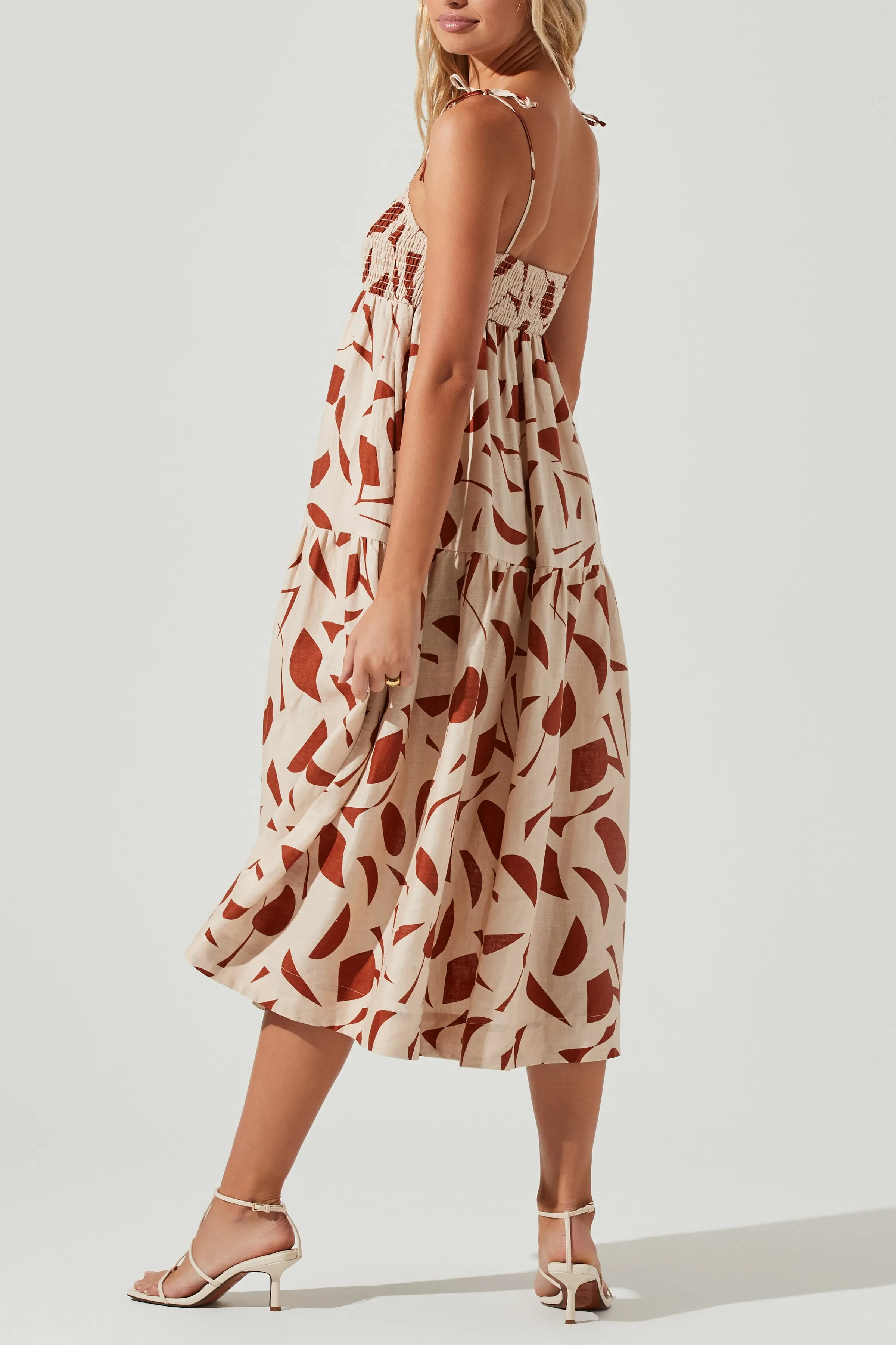 Rust Abstract Square Neck Marlene Dress