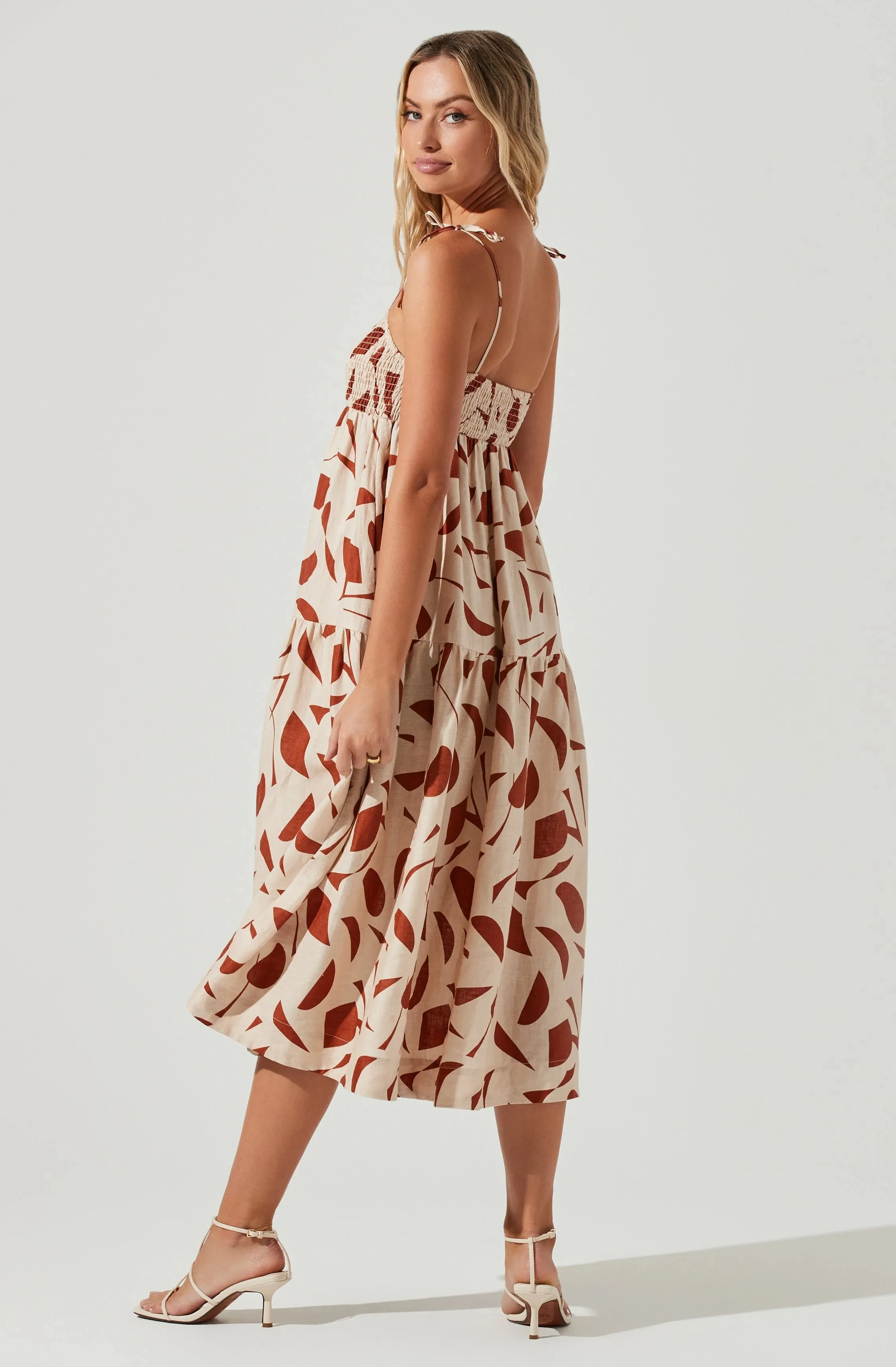 Rust Abstract Square Neck Marlene Dress