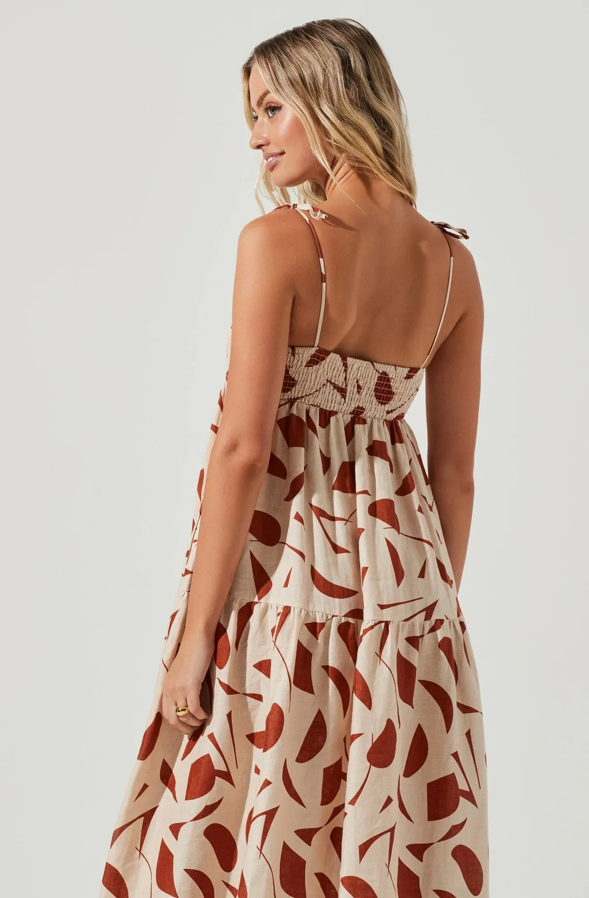 Rust Abstract Square Neck Marlene Dress