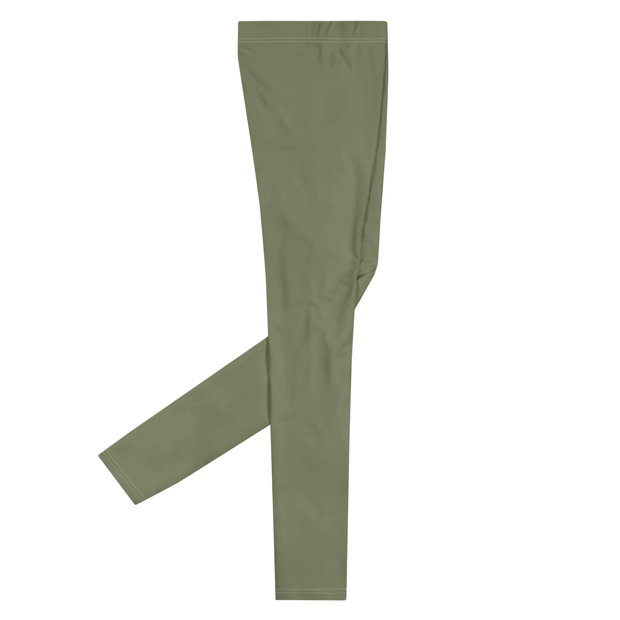 Sage Green Solid Men's Leggings, Solid Green Pastel Color Men's Running Sports Gym Tights