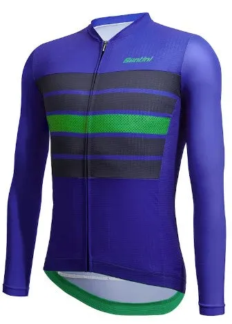 Santini Men's Eco Sleek Bengal Long Sleeve Summer Jersey - Blue