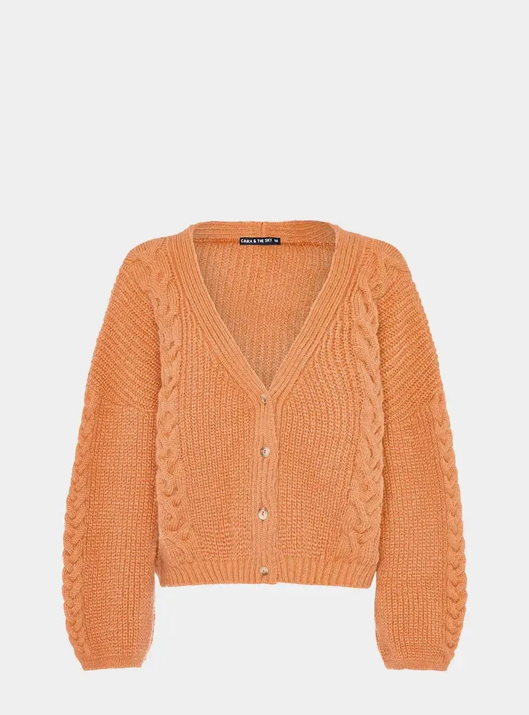 Sienna Cable Co-Ord Cardigan - Apricot