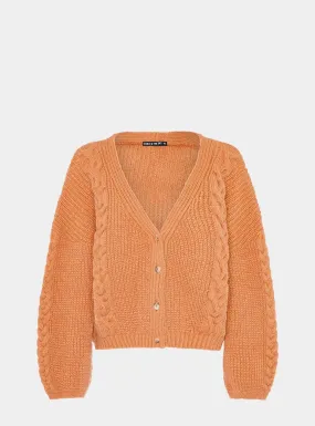 Sienna Cable Co-Ord Cardigan - Apricot