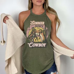 Simmer Down Cowboy High Neck Tank