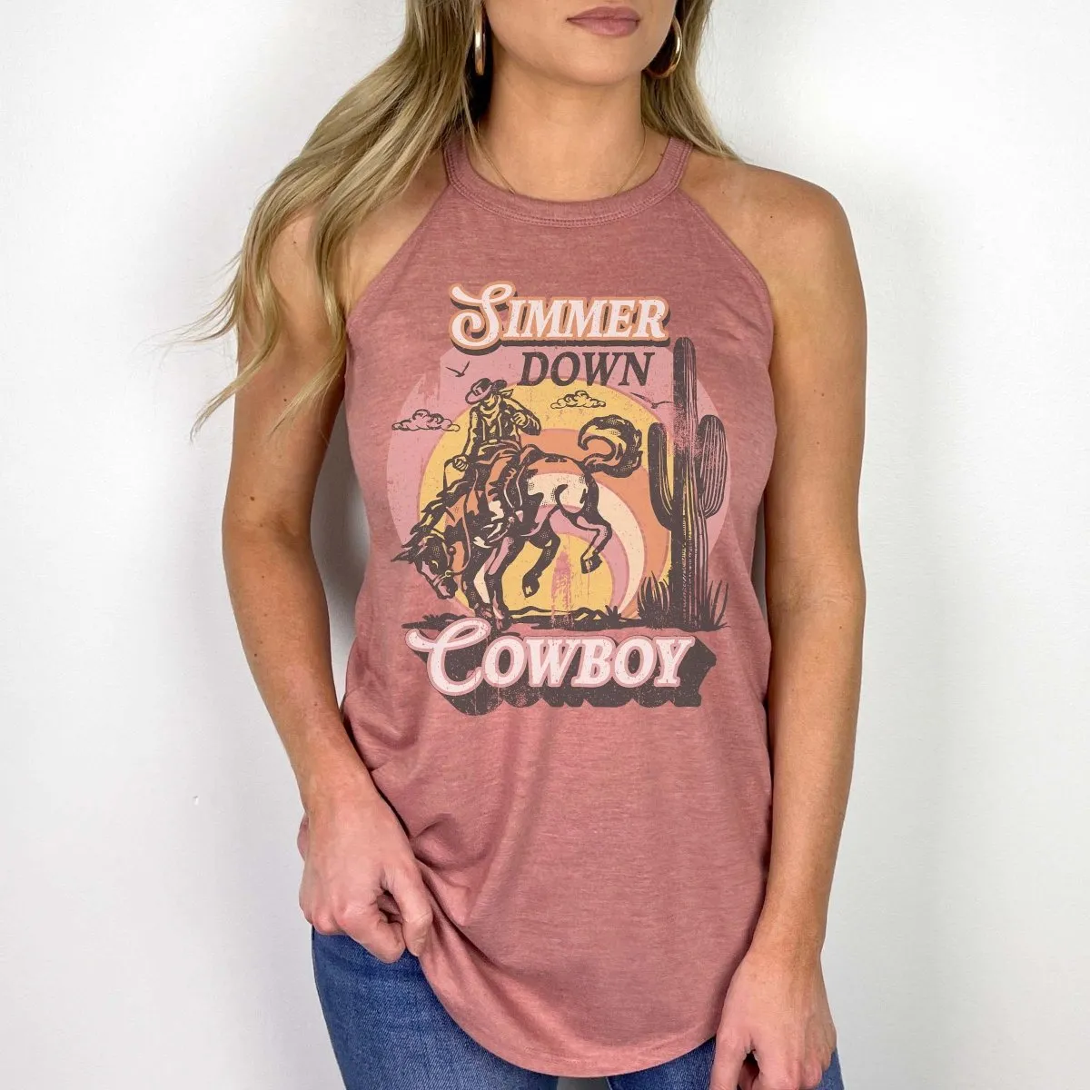 Simmer Down Cowboy High Neck Tank