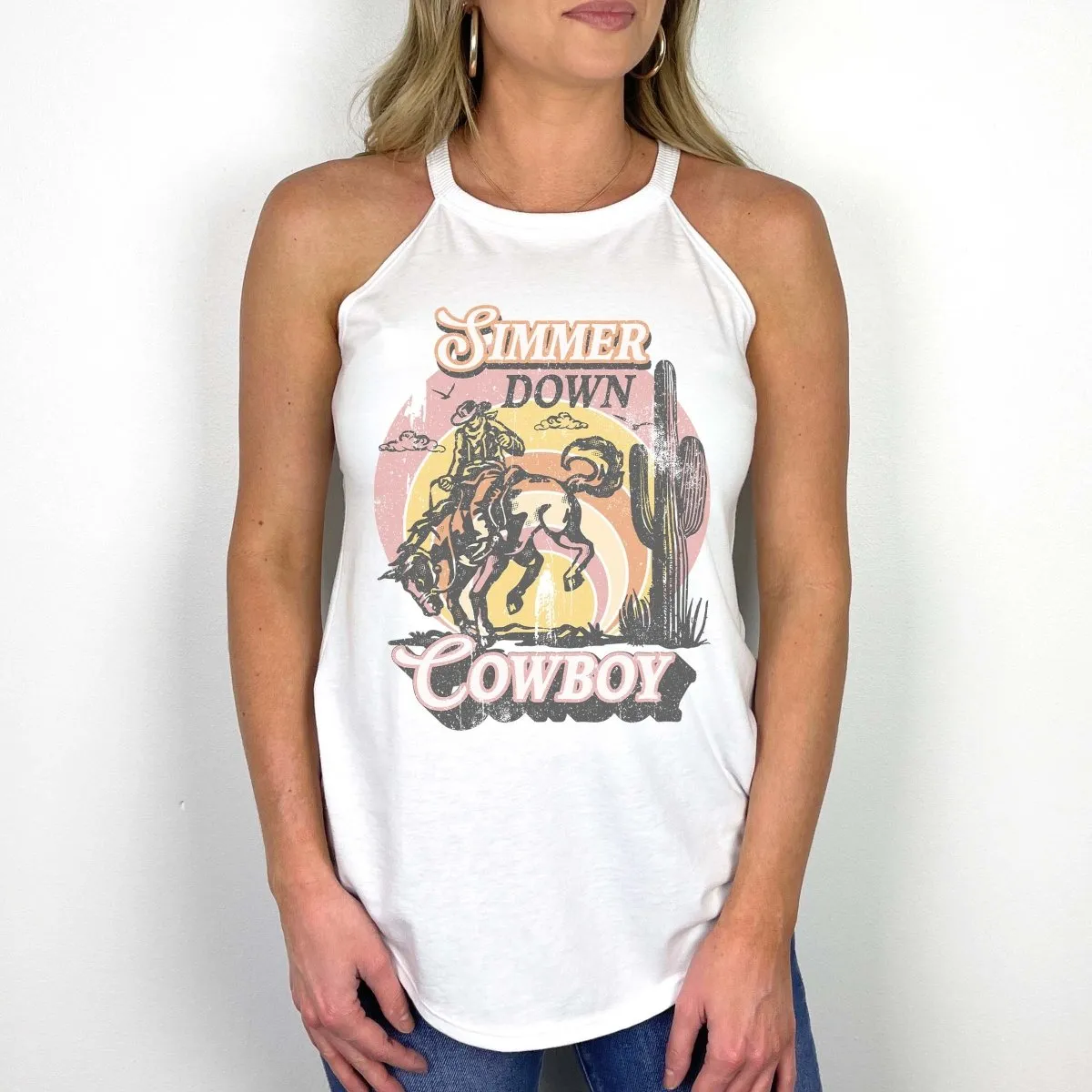 Simmer Down Cowboy High Neck Tank