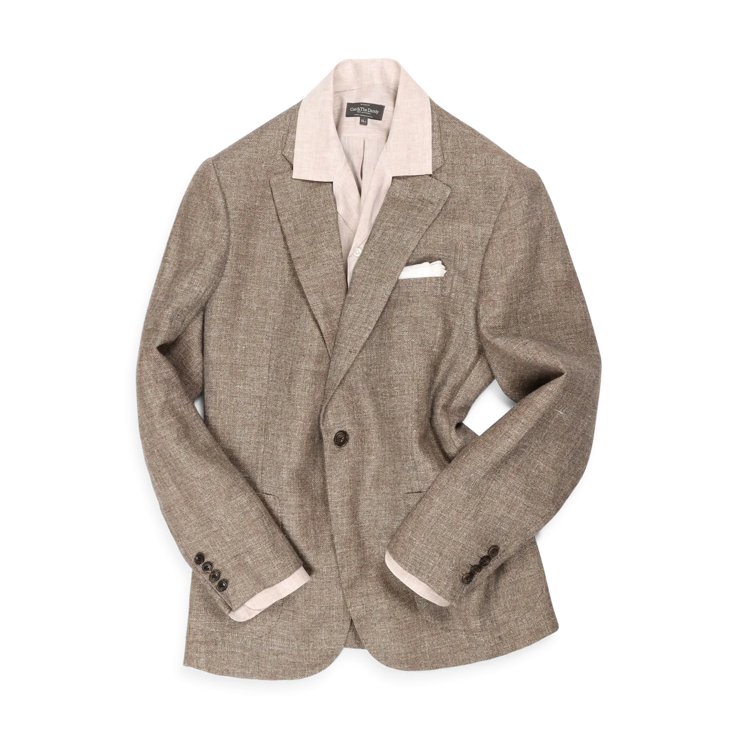 Single Breasted Notch Lapel Jacket in Light Brown Summer Hopsack