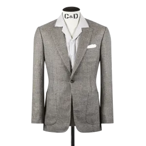 Single Breasted Notch Lapel Jacket in Light Brown Summer Hopsack