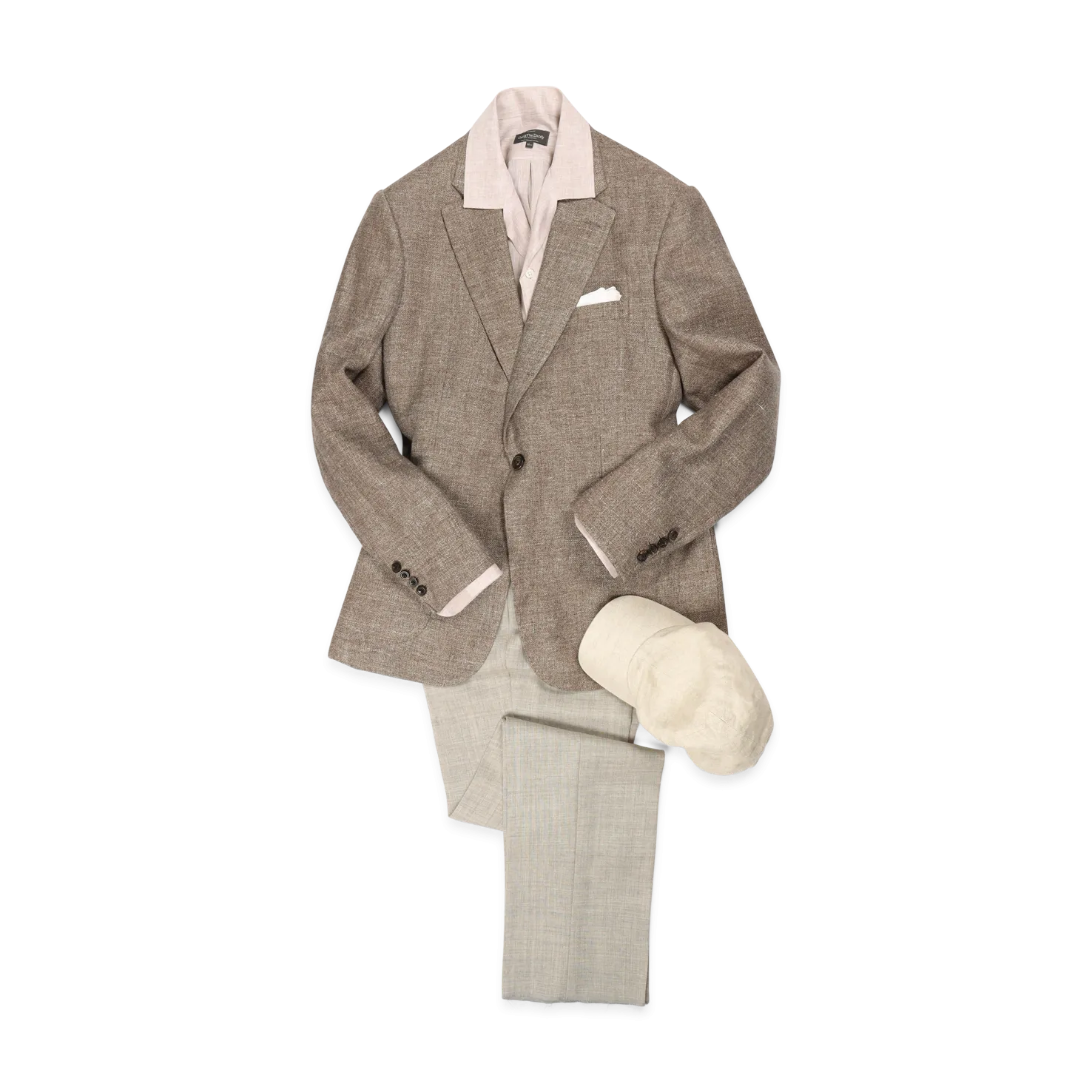 Single Breasted Notch Lapel Jacket in Light Brown Summer Hopsack