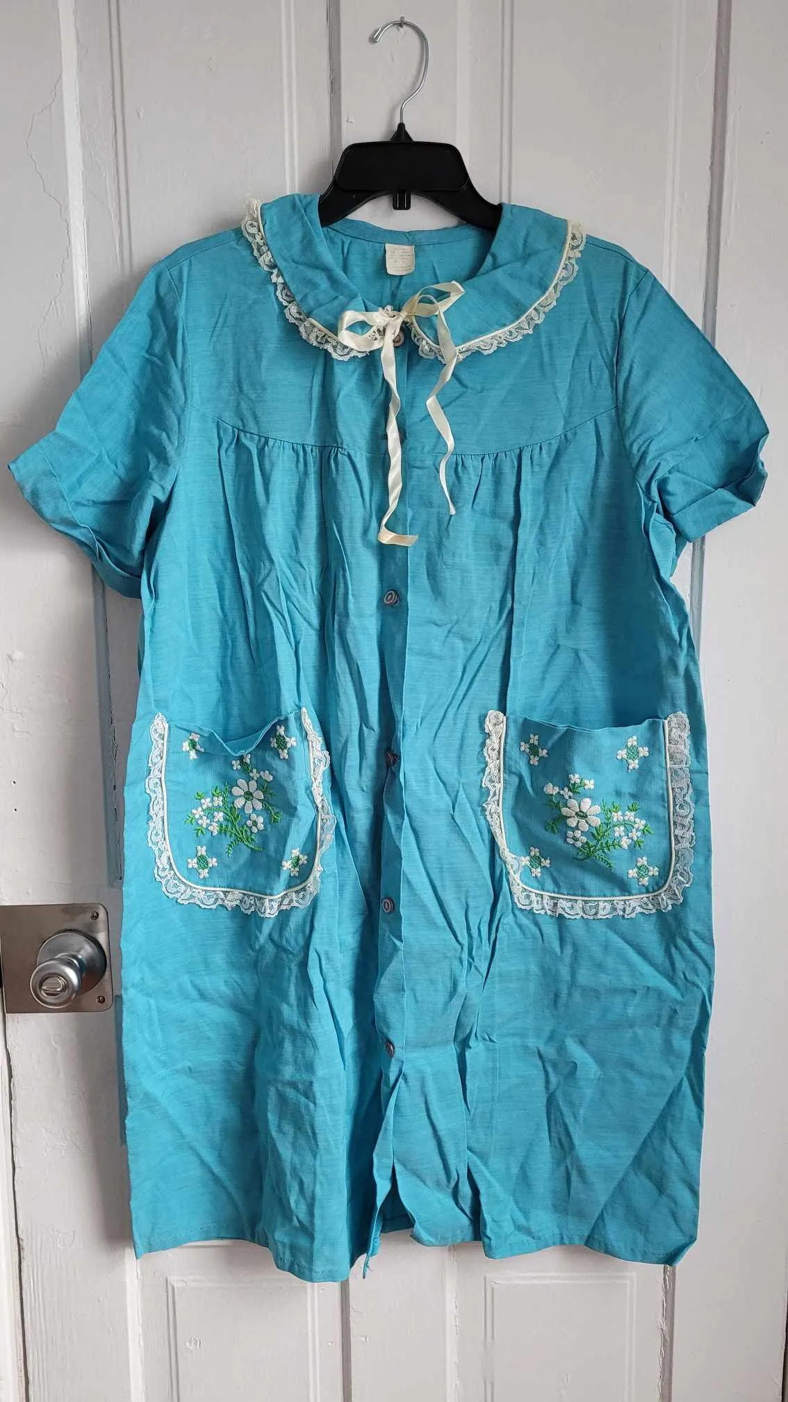 Size 2X Vintage 60s Teal House Coat