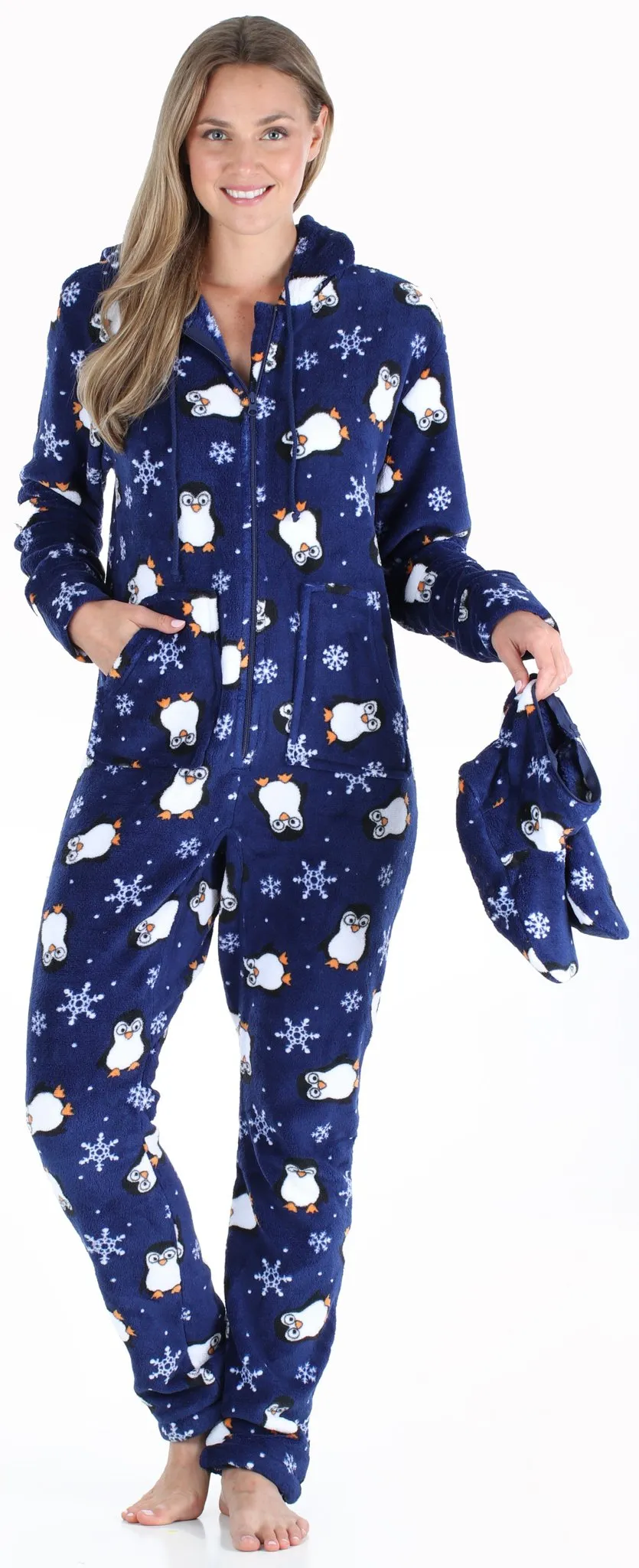 SleepytimePjs Family Matching Fleece Penguin Footed Onesie Pajamas