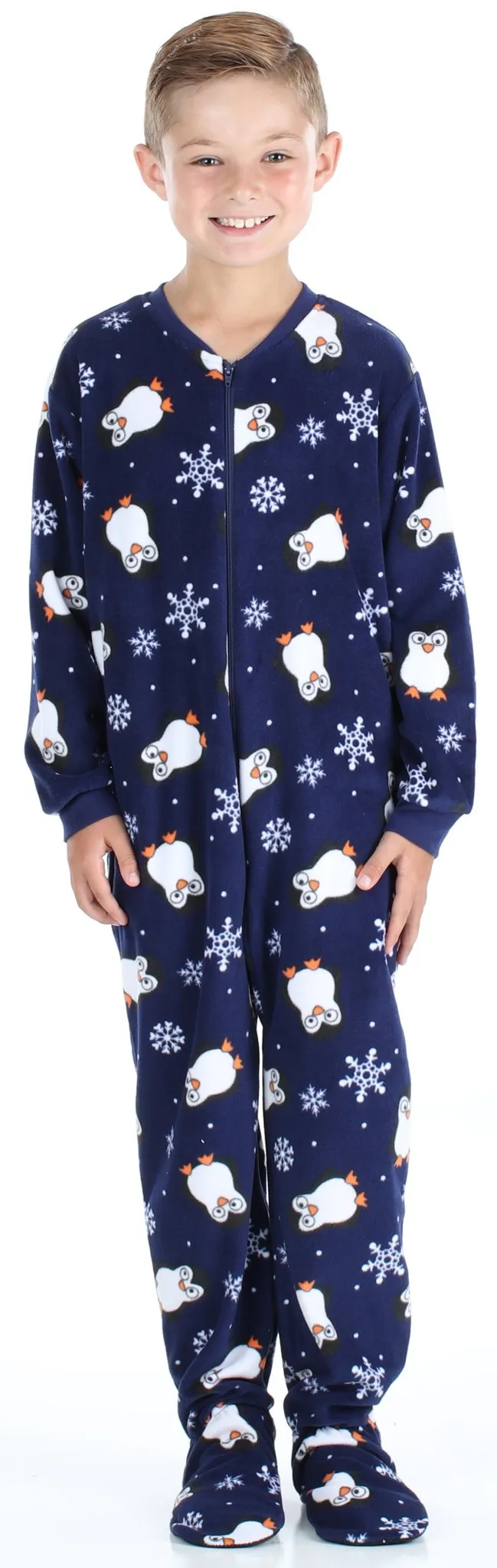 SleepytimePjs Family Matching Fleece Penguin Footed Onesie Pajamas