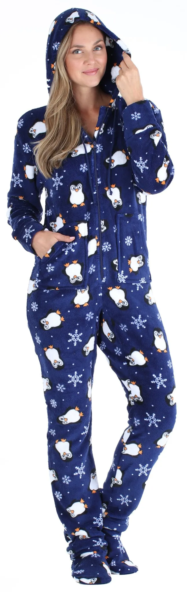 SleepytimePjs Family Matching Fleece Penguin Footed Onesie Pajamas