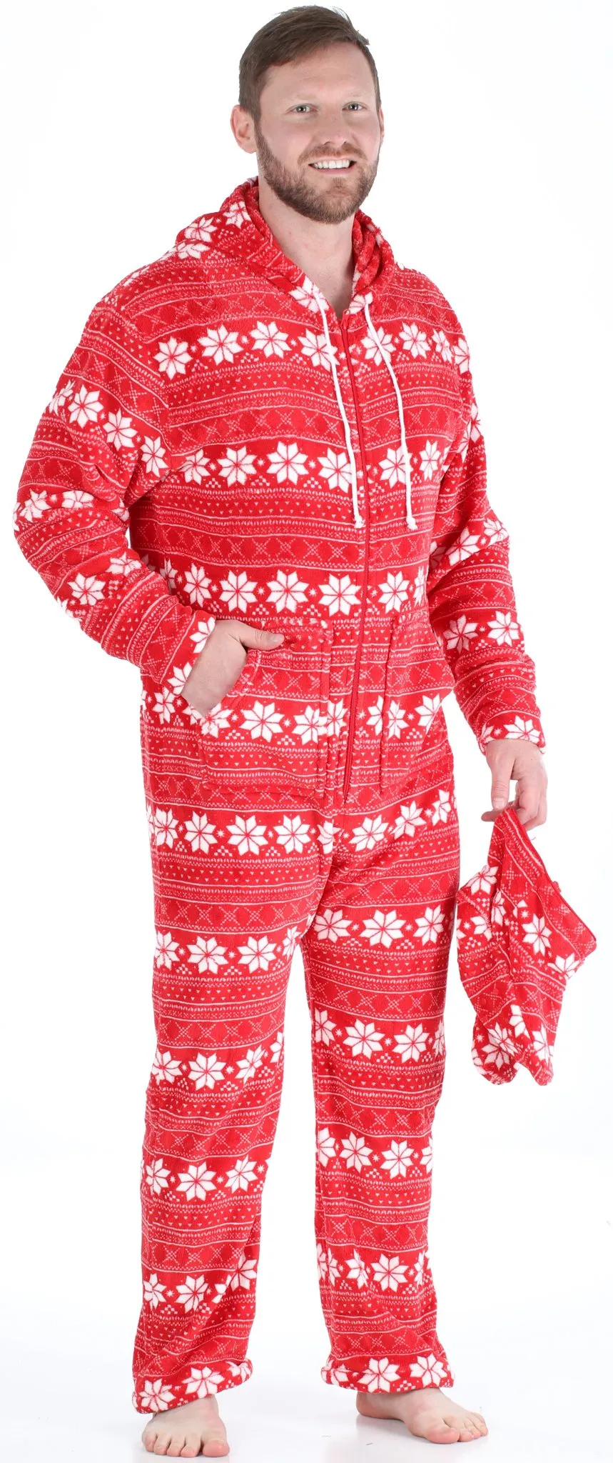 SleepytimePjs Family Matching Fleece Red Snowflake Onesie Footed Pajamas