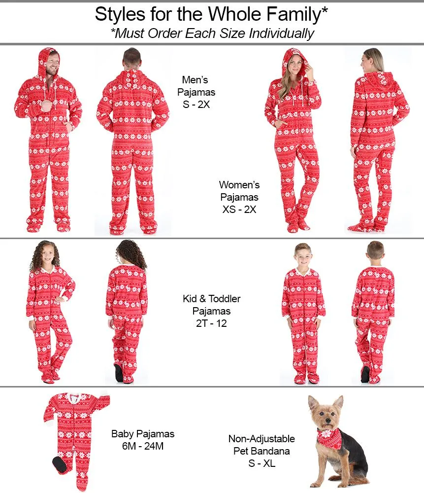 SleepytimePjs Family Matching Fleece Red Snowflake Onesie Footed Pajamas