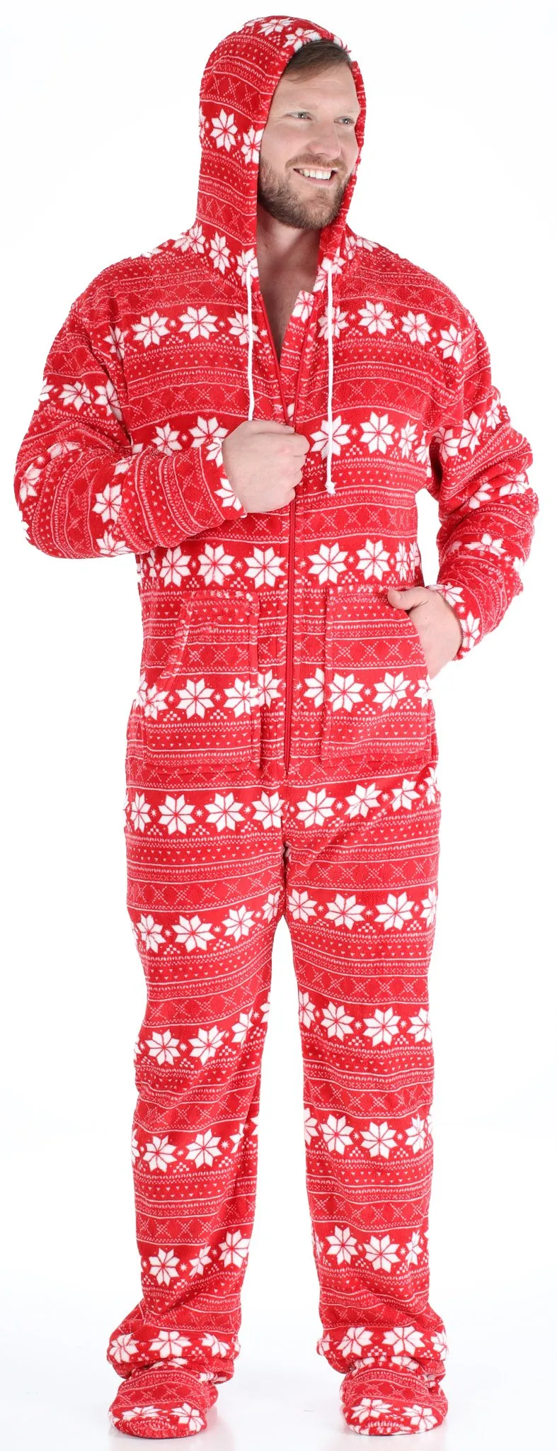 SleepytimePjs Family Matching Fleece Red Snowflake Onesie Footed Pajamas