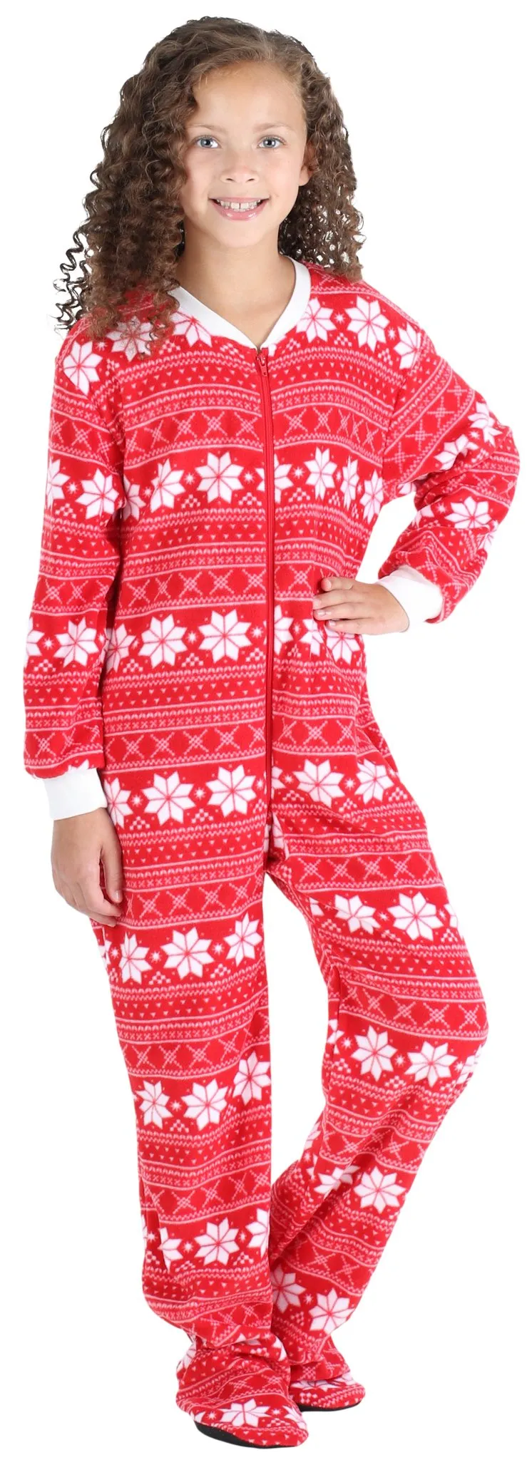 SleepytimePjs Family Matching Fleece Red Snowflake Onesie Footed Pajamas