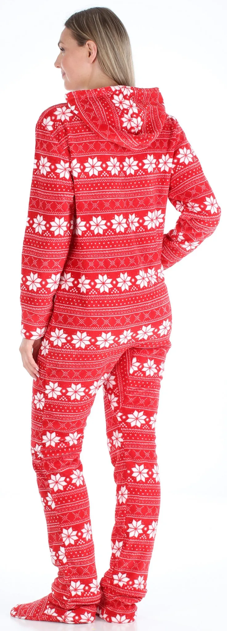 SleepytimePjs Family Matching Fleece Red Snowflake Onesie Footed Pajamas