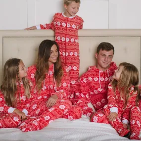 SleepytimePjs Family Matching Fleece Red Snowflake Onesie Footed Pajamas