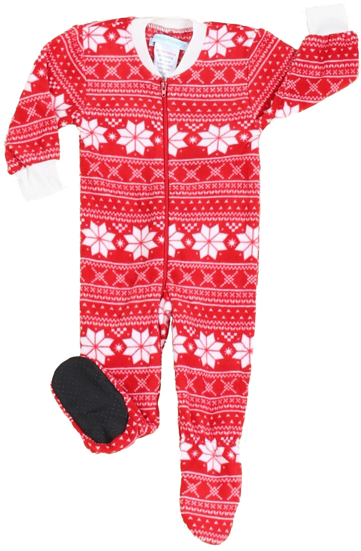 SleepytimePjs Family Matching Fleece Red Snowflake Onesie Footed Pajamas