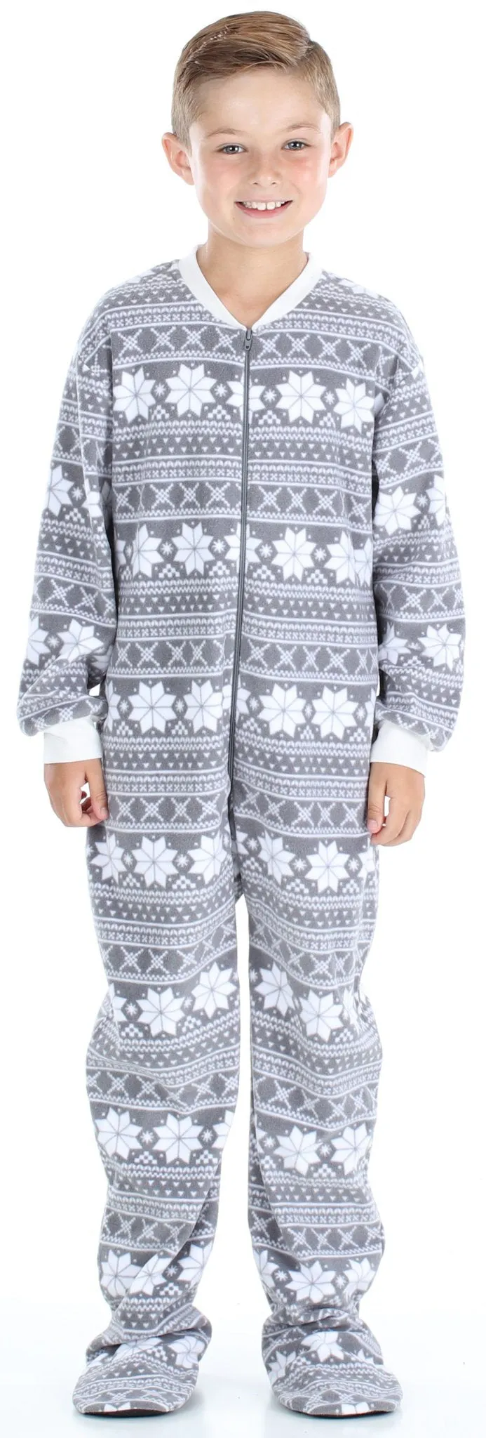 SleepytimePjs Family Matching Grey Snowflake Onesie Footed Pajamas