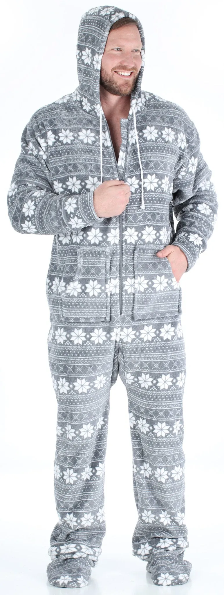 SleepytimePjs Family Matching Grey Snowflake Onesie Footed Pajamas