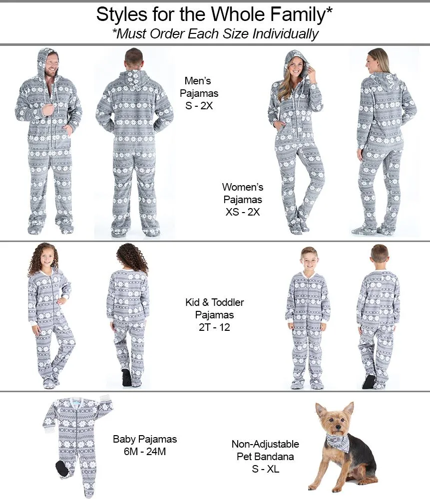 SleepytimePjs Family Matching Grey Snowflake Onesie Footed Pajamas