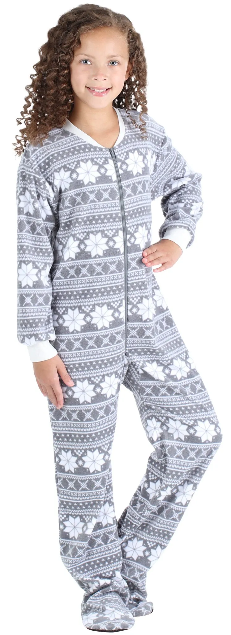 SleepytimePjs Family Matching Grey Snowflake Onesie Footed Pajamas