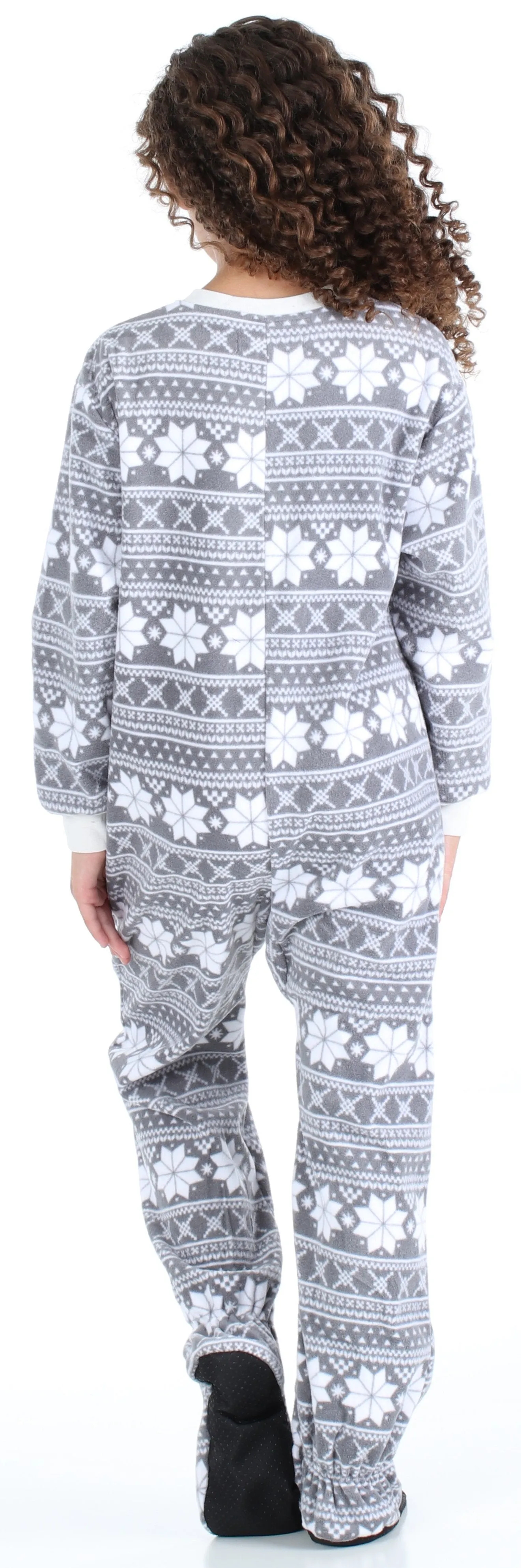 SleepytimePjs Family Matching Grey Snowflake Onesie Footed Pajamas