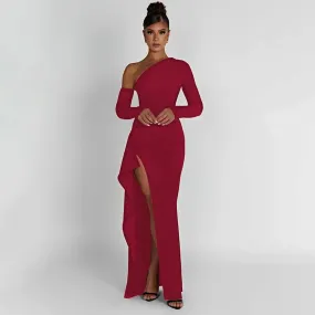 Sleeve Dresses Maxi Long Off Shoulder Women Sexy Club Party Dress