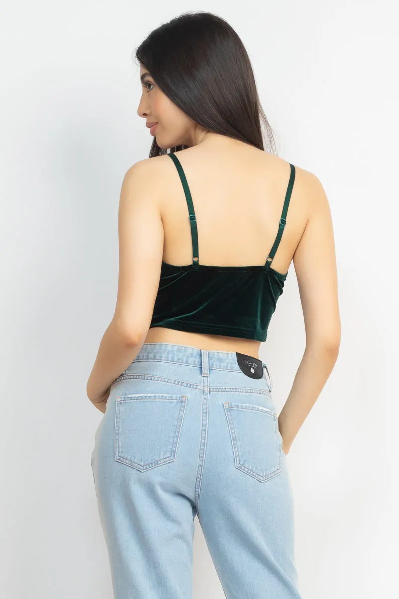 Sleeveless Corset Velvet Crop Top