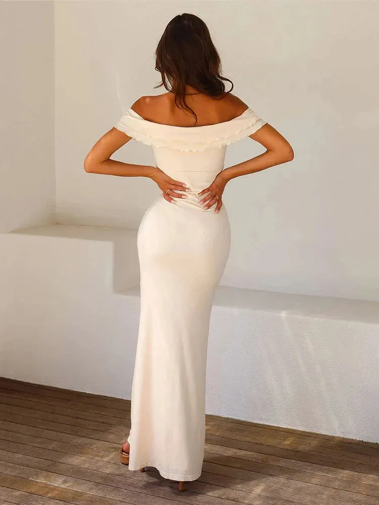 Slim Bodycon Long Strapless Off Shoulder Sexy Spring Summer Maxi Dress