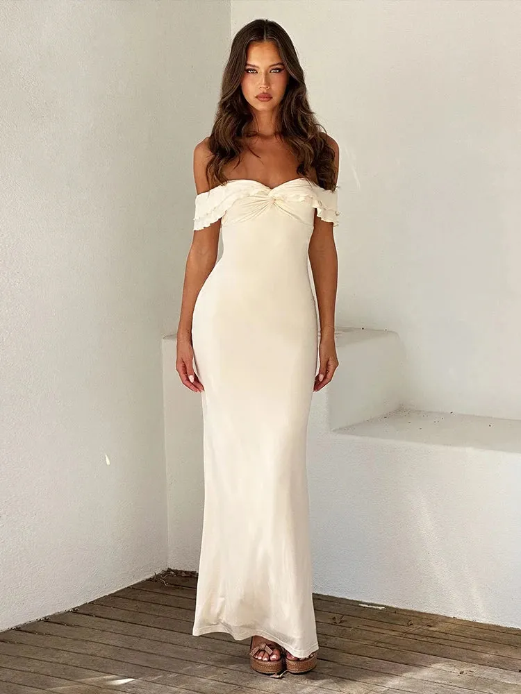 Slim Bodycon Long Strapless Off Shoulder Sexy Spring Summer Maxi Dress