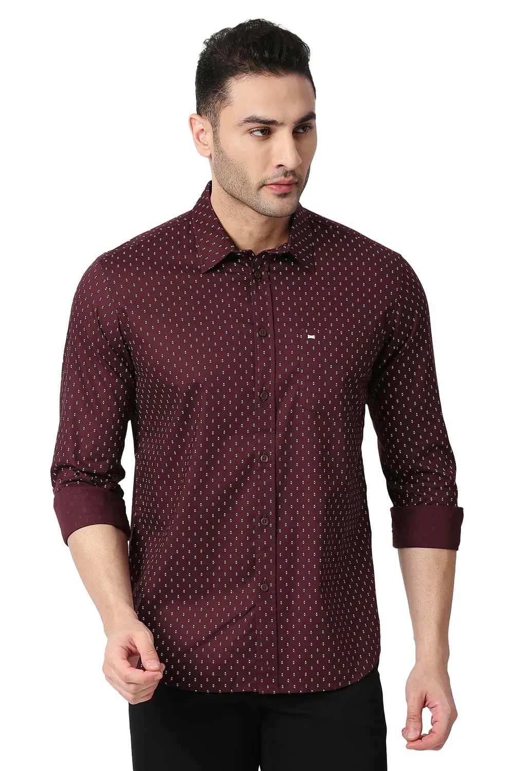 Slim Fit Cotton Oxford Printed Shirt