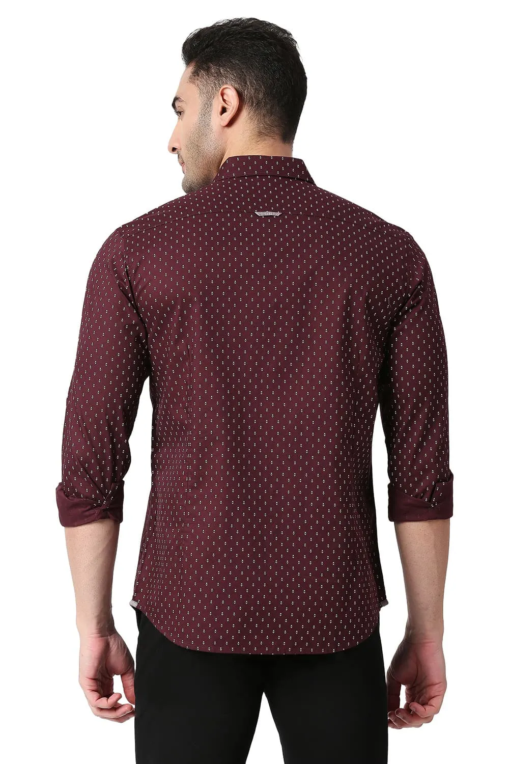 Slim Fit Cotton Oxford Printed Shirt