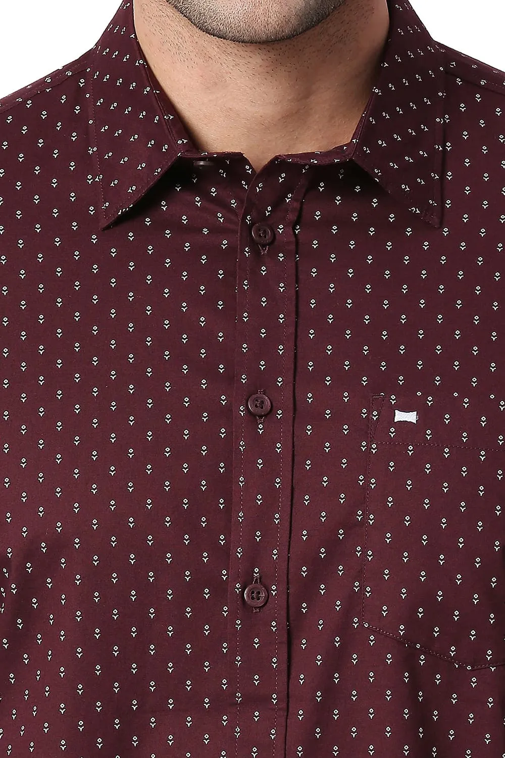 Slim Fit Cotton Oxford Printed Shirt