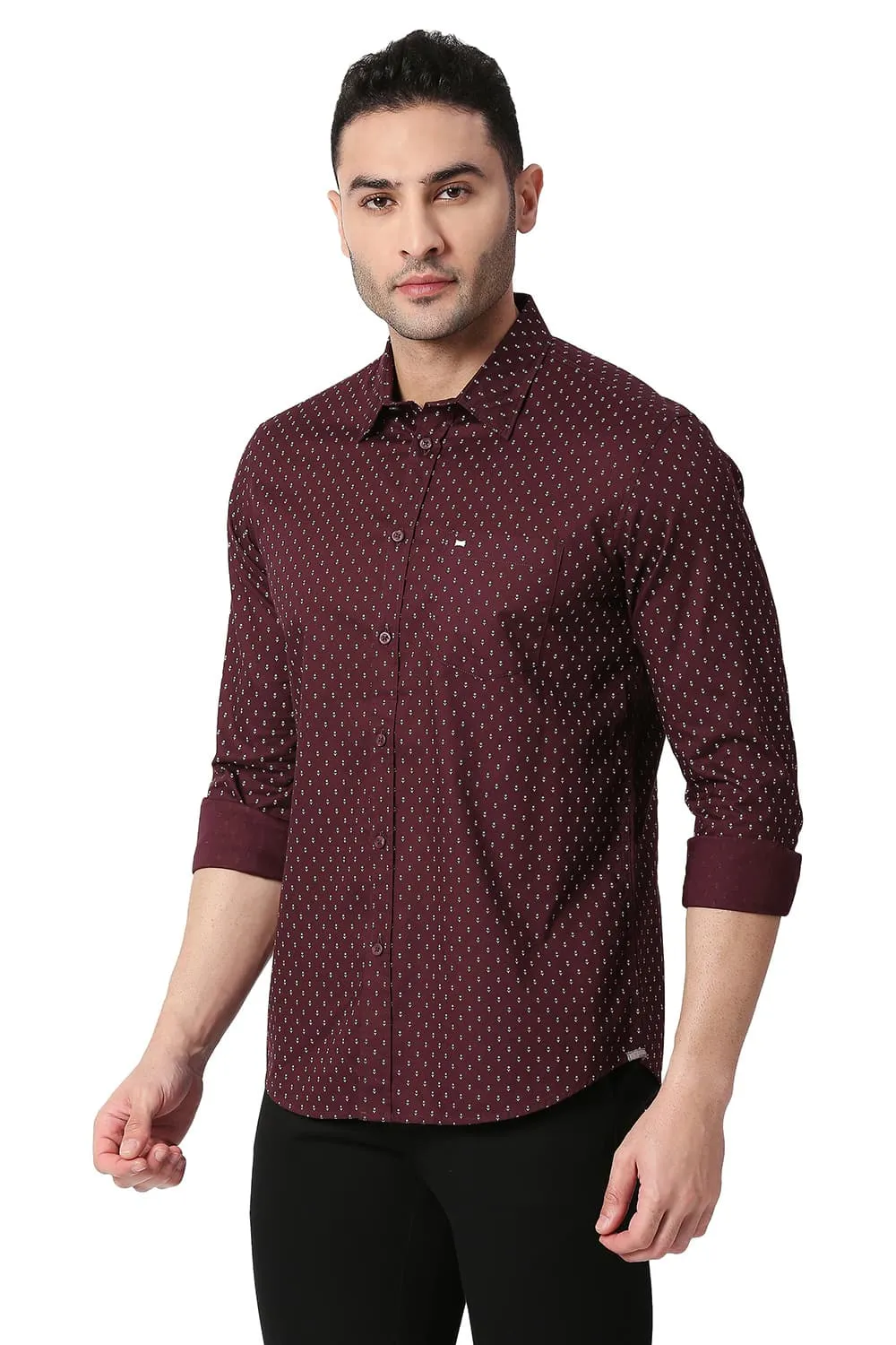 Slim Fit Cotton Oxford Printed Shirt