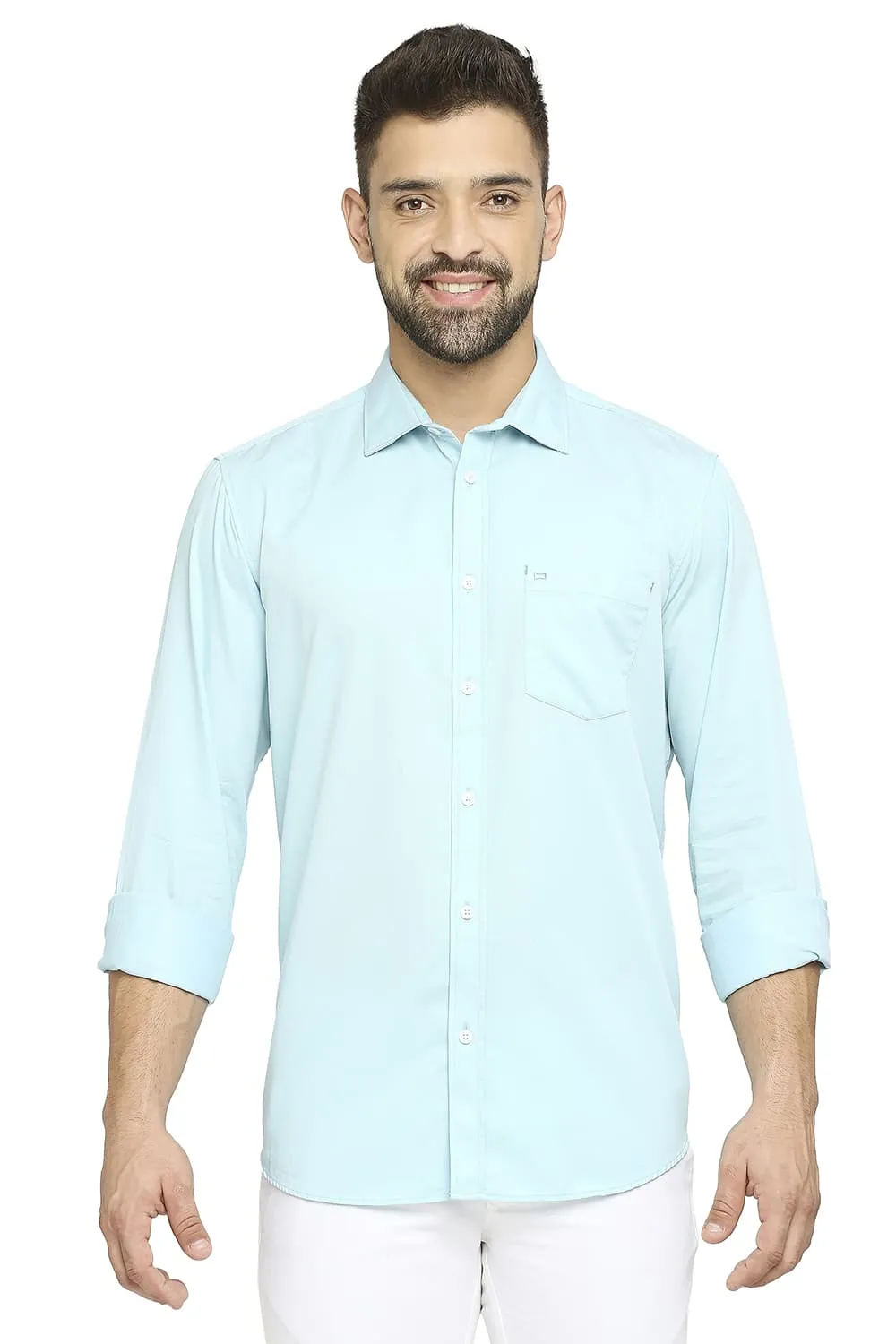 Slim Fit Cotton Polyester Cavalary Twill Shirt