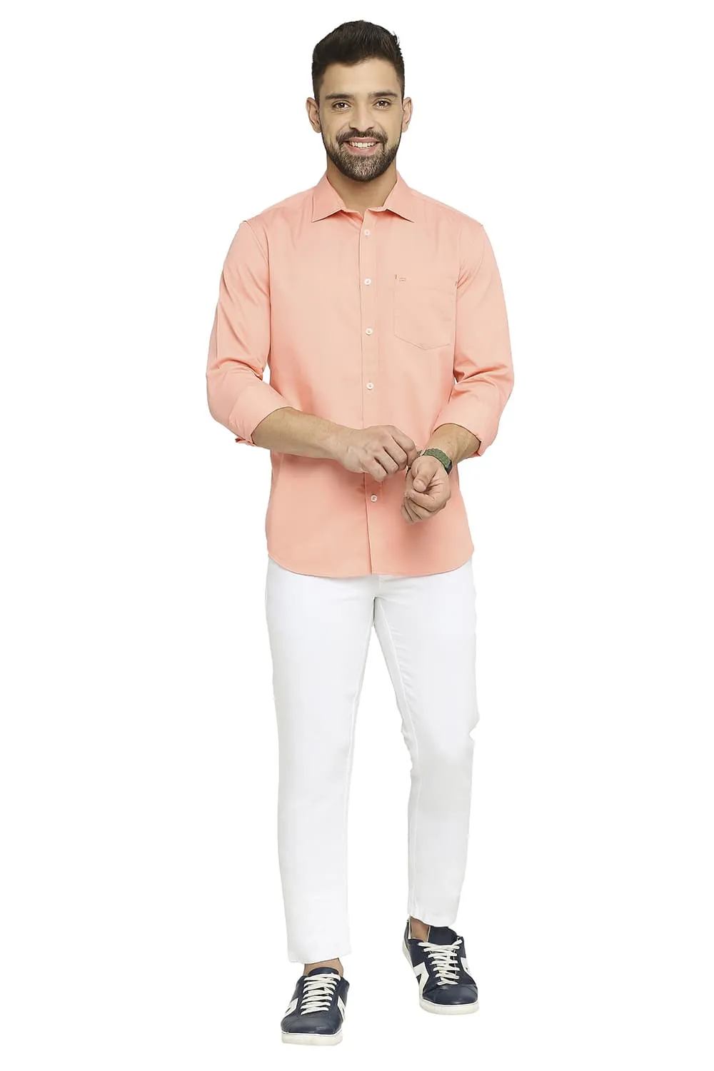 Slim Fit Cotton Polyester Cavalary Twill Shirt