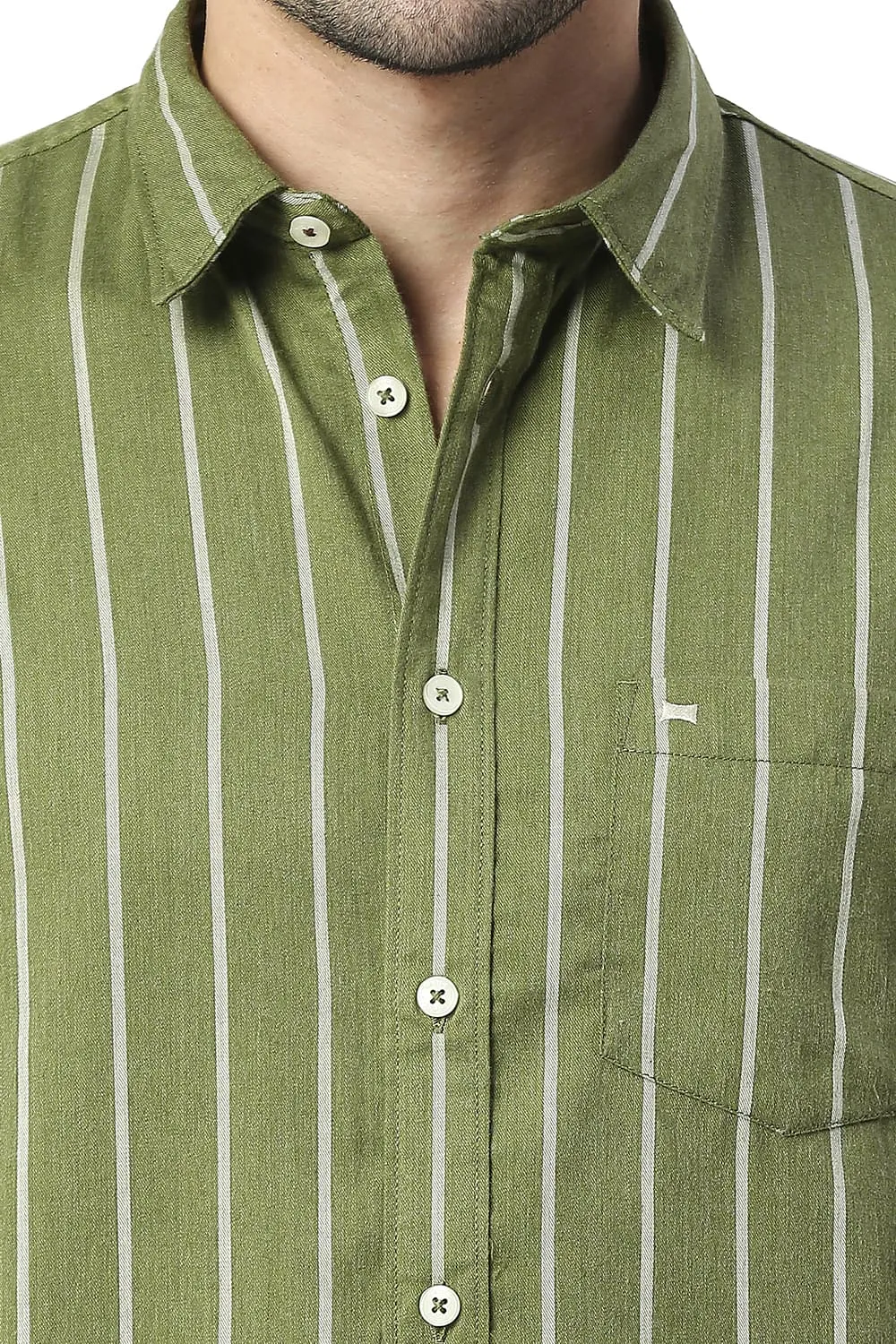 Slim Fit Poly Viscose Stripe Shirt