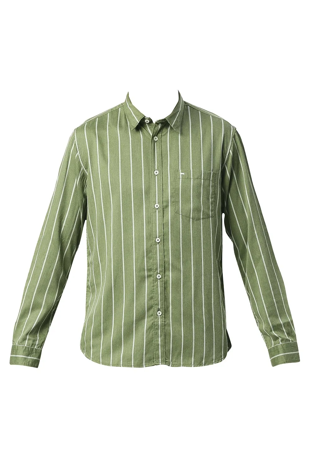 Slim Fit Poly Viscose Stripe Shirt